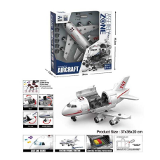 Літак YW 9089 (12) конструктор, довжина 38см, підсвічування, звукові ефекти, озвучування англійською, інерція, в коробці