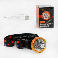 Ліхтар світлодіодний C 56768 (200) акумуляторний 600mAh,  4 реж. роботи, кабель зарядки USB, регульований ремінець, в коробці