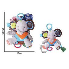 Брязкальце 688 M86 (96) “Слоник“, текстильне, пискавка, 2 прорізувачі, підвіски, шумливі елементи, кільце для підвішування, в пакеті