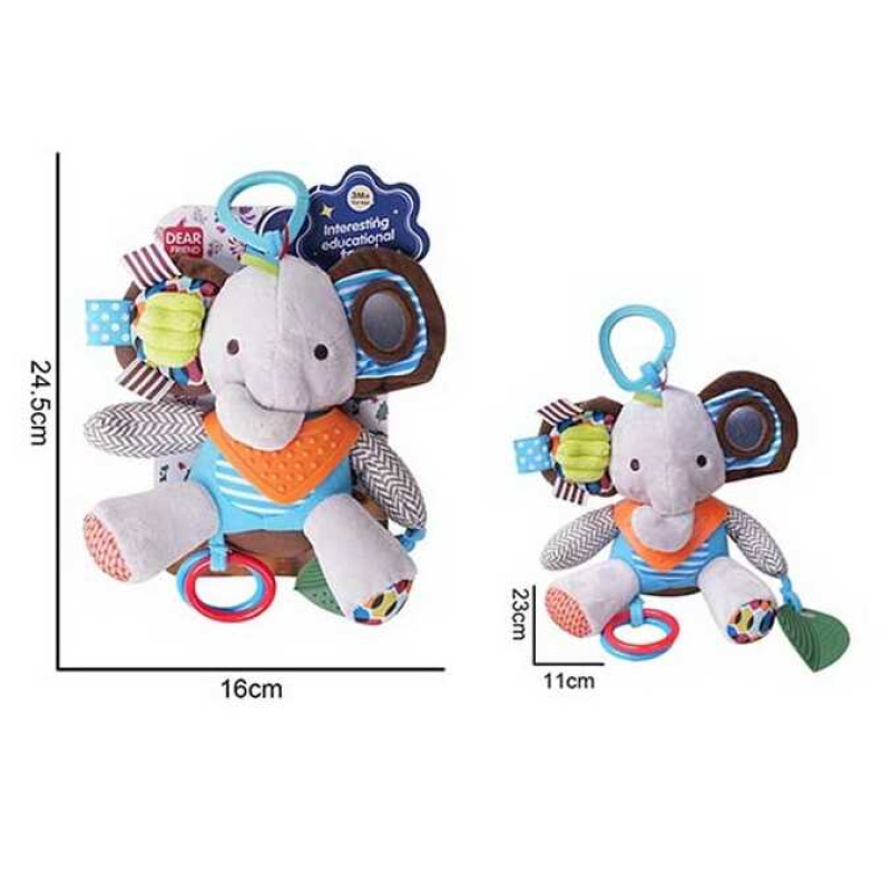 Брязкальце 688 M86 (96) “Слоник“, текстильне, пискавка, 2 прорізувачі, підвіски, шумливі елементи, кільце для підвішування, в пакеті Брязкальце 688 M86 (96) “Слоник“, текстильне, пискавка, 2 прорізувачі, підвіски, шумливі елементи, кільце для підвішування, в пакеті