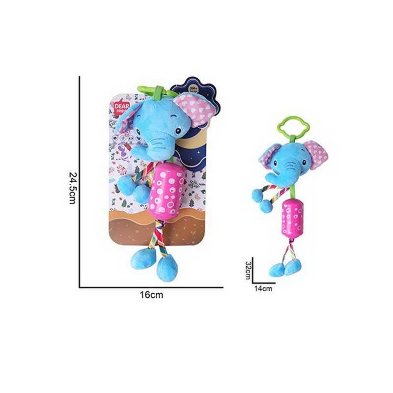 Брязкальце 688 M98 (120) “Слоник”, пискавка, текстильне, кріплення для підвішування, шелесткі елементи, мелодія вітру, в пакеті 