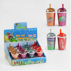 Лизун M 47704 (12) ЦІНА ЗА 12 ШТУК В БЛОЦІ, “Склянка з напоєм“, з блискітками