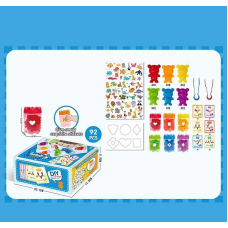 Логічна гра 2188-59 (40) 92 деталі, 6 кольорів, гумові фігурки, картки із завданнями, наліпки, щипці, сортер, в коробці