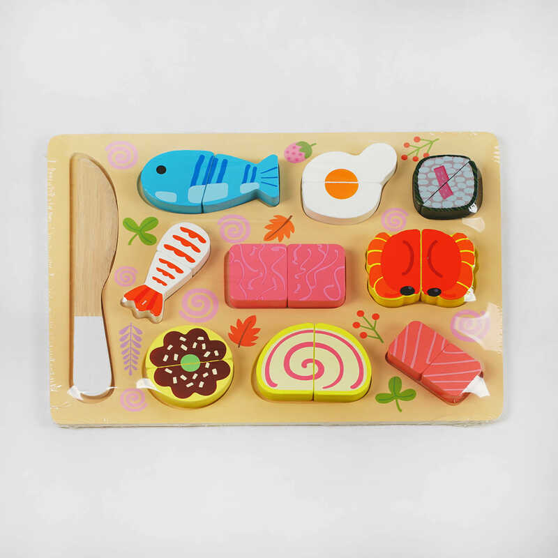 Логічна гра C 49368 (48) “Суші“, половинки на магнітах, вкладиш, дерев“яний ніж, у плівці