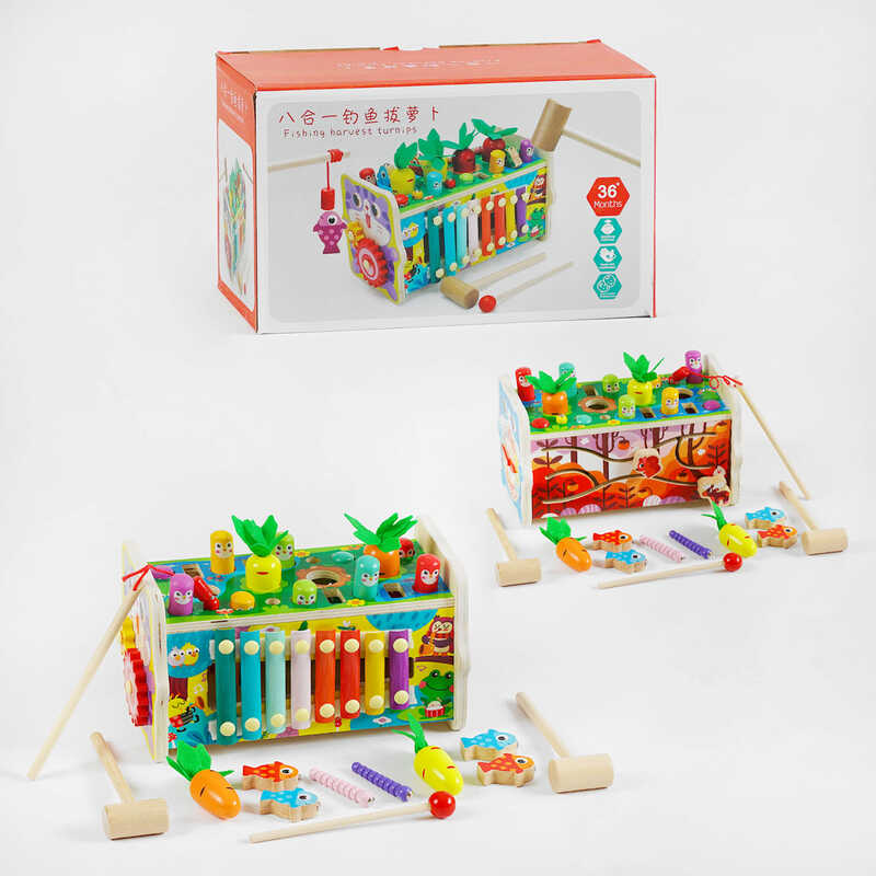 Логічна гра C 60241 (24) “Котик”, ксилофон, годинник, магнітна гра, стукалка, пальчикові ігри, у коробці