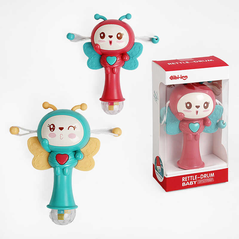 Брязкальце 698-75 (144/2) “Бджілка“, 2 кольори, 3D підсвічування, звуки, мелодії, прорізувачі, в коробці