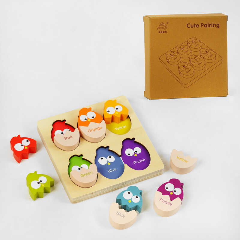 Логічна гра C 60391 (36) рамка-вкладиш, пташки, кольори англійською, в коробці