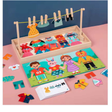 Логічна гра C 73232 (36) картки із завданнями, дерев’яна, прищіпки, елементи у вигляді одягу, в коробці