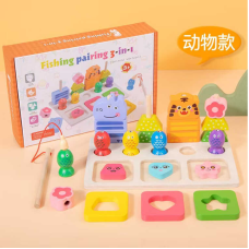 Логічна гра C 73332 (36) дерев’яна, вкладиші, пірамідки, магнітна риболовля, в коробці