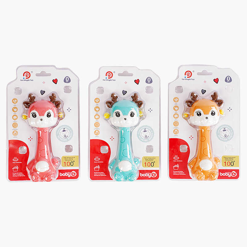 Брязкальце 898 - Y22 (216/2) 3 кольори, “Оленя”, барабан-тріскачка, можна стерилізувати, ВИДАЄТЬСЯ ТІЛЬКИ МІКС ВИДІВ