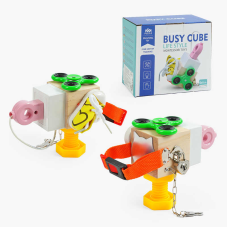 Логічна гра-бізіборд C 64879 (45) дерев’яний куб, 6 міні-ігор, в коробці