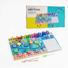 Логічна дерев’яна дошка “Диво-логіка” 47699 №2 “Цифри“(24) “WToys“ магнітна риболовля,пальчиковий лабіринт, дошка для малювання, в коробці