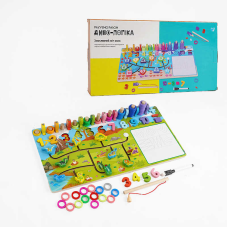 Логічна дерев’яна дошка “Диво-логіка” 47699 №3 “Динозаври“(24) “WToys“ магнітна риболовля,пальчиковий лабіринт, дошка для малювання, в коробці