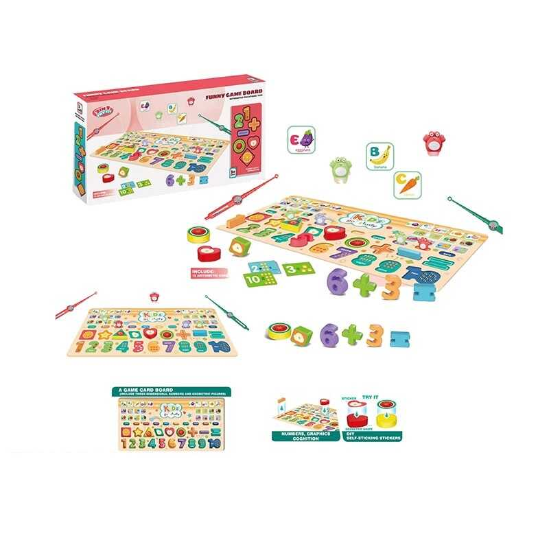 Логічна дошка 159-3 C (36) 3 в 1: арифметична та геометрична ігри, магнітна риболовля, картонна ігрова панель, пластикові деталі, картки з арифметичними завданнями, в коробці