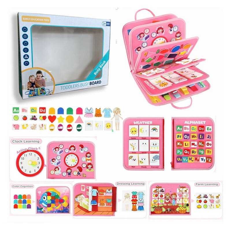 Логічна папка 432-22 A (40) фетр, цифри, англійський алфавіт, геометричні фігури, атмосферні явища, тварини, одяг, ремінці, рухомі шестерні, липучки, в коробці