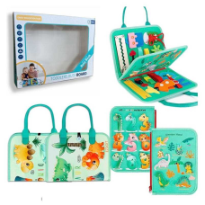 Логічна папка 432-23 A (40) фетр, цифри, англійські назви динозаврів, ремінці, рухомі шестерні, лабіринт для динозаврика, липучки, в коробці