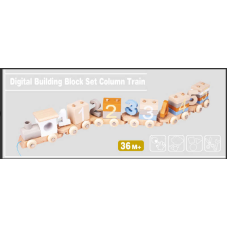 Логічний потяг C 73238 (36) 5 вагонів з кілочками, дерев’яний, сортер, цифри, в коробці