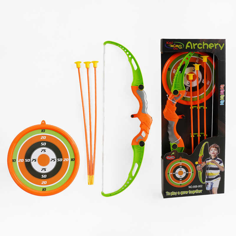 Лук 668-002 (32/2) висота 62см, мішень, 3 стріли з присосками, в коробці