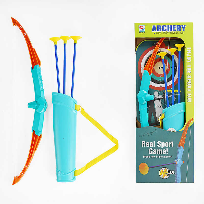 Лук ZY 1932 (36/2) 2 стріли з присосками, сагайдак, висота лука 60 см, в коробці