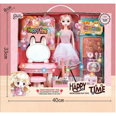 Лялька 2027-14 (24) 30 см, шарнірні суглоби, імітація скляних очей, підсвічування, аксесуари, меблі, в коробці