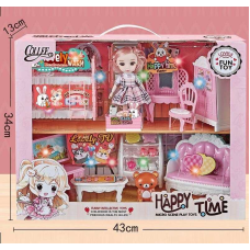 Лялька 2027-17 (18) 15 см, шарнірні суглоби, імітація скляних очей, підсвічування, меблі, аксесуари, в коробці