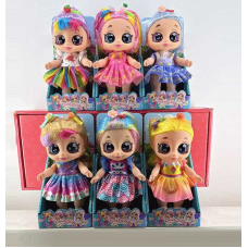 Лялька 211 A (144/2) 6 видів, висота 22см, підсвічування, весела пісенька, гумова голова і кінцівки, знімний одяг, аксесуари, в коробці, ВИДАЄТЬСЯ МІКС