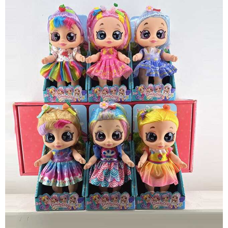 Лялька 211 A (144/2) 6 видів, висота 22см, підсвічування, весела пісенька, гумова голова і кінцівки, знімний одяг, аксесуари, в коробці, ВИДАЄТЬСЯ МІКС