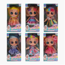 Лялька 212 A (120/2) 6 видів, висота 22см, підсвічування, весела пісенька, гумова голова і кінцівки, знімний одяг, в коробці, ВИДАЄТЬСЯ МІКС