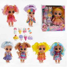 Лялька 213 A (72/2) 6 видів, висота 22 см, підсвічування, весела пісенька, гумова голова і кінцівки, знімний одяг, знімне взуття,  аксесуари, в коробці, ВИДАЄТЬСЯ ТІЛЬКИ МІКС ВИДІВ