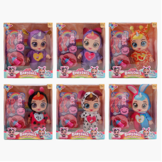 Лялька 219 A2 (42/2) 6 видів, гумова, висота 24см, говорить, сміється, плаче, знімна піжама, рухливі кінцівки, пляшечка, тарілка, 2 ложечки, пустушка, в коробці, ВИДАЄТЬСЯ МІКС