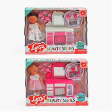 Лялька 4602 (96/2) 2 види, 12 см, знімне взуття, аксесуари, туалетний столик, гребінець, улюбленець, в коробці