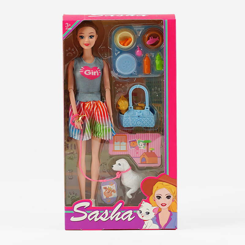 Лялька 51818 (60/2) висота 29 см, 2 домашні улюбленці, знімне взуття, в коробці