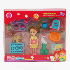 Лялька 55803 (48/2) висота 15 см, улюбленці, аксесуари, в коробці