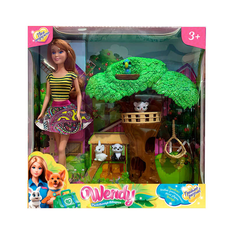 Лялька 58433 (6) “Wendy“, “Рятівниця тварин”, висота 30 см, декорації, фігурки тварин, в коробці