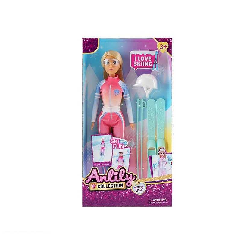Лялька 616006 (36) лижний костюм, окуляри, лижі, шолом, висота 30 см, має точки артикуляції, в коробці