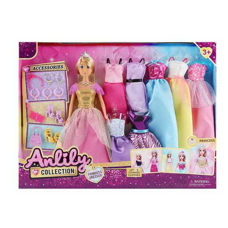 Лялька 616283 (18) висота - 31 см, гумова голова, 7 додаткових суконь, муляжі прикрас, аксесуари, в коробці