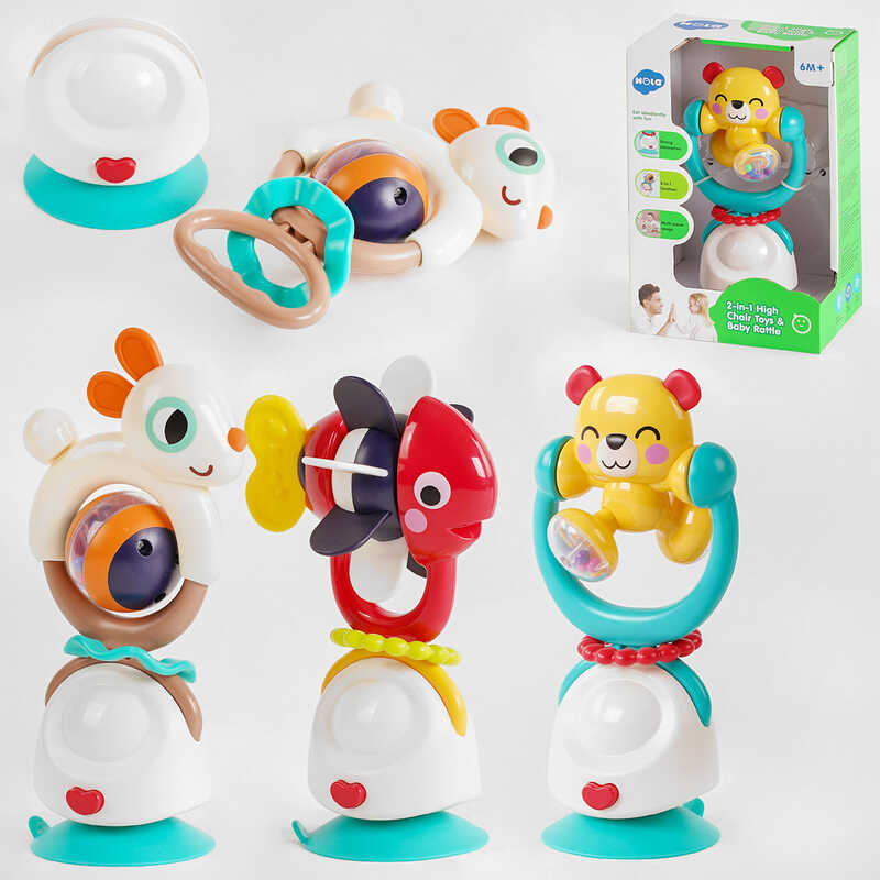 Брязкальце E 7975 ABC (18/2) “Hola“, 3 види, на присосці, знімна платформа, в коробці, ВИДАЄТЬСЯ ТІЛЬКИ МІКС ВИДІВ