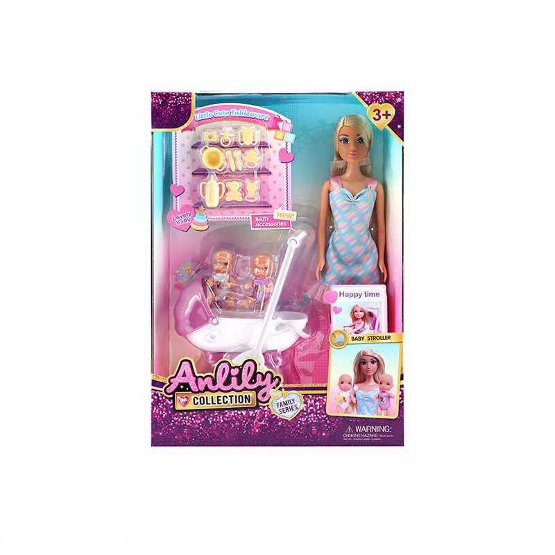 Лялька 616319 (24) висота - 30 см, 2 пупси, візочок, аксесуари, в коробці