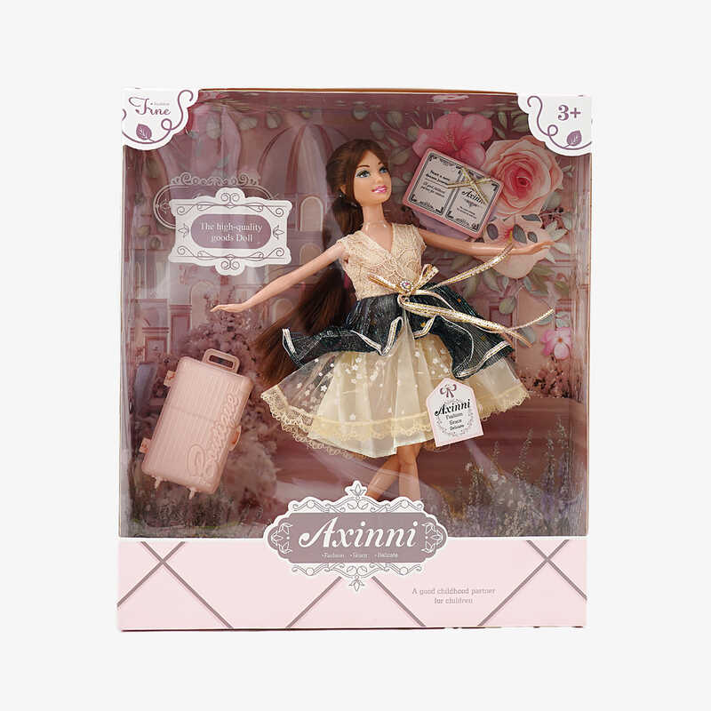 Лялька 6350-10 (48/2) висота: 30 см, шарнірні суглоби, знімний одяг, валізка, в коробці