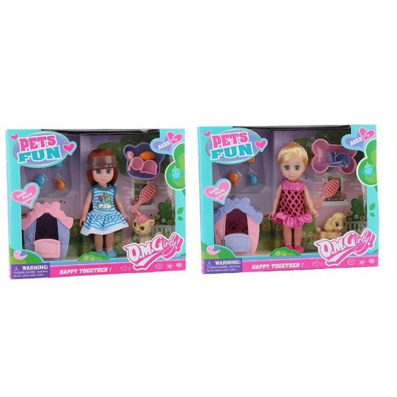 Лялька 64001 (48/2) 2 види, улюбленець, будка, аксесуари, в коробці