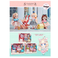 Лялька 6644 (72/2) висота 13 см, улюбленці, візок, переноска, у коробці