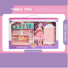 Лялька 6688-15 (24) 22 см, імітація скляних очей, шарнірні суглоби, аксесуари, меблі, в коробці