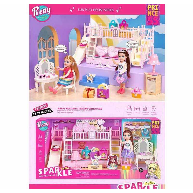 Лялька 7028 (16) 14 см, улюбленець, аксесуари, меблі, ліжко, столик, дзеркало, знімний одяг, в коробці