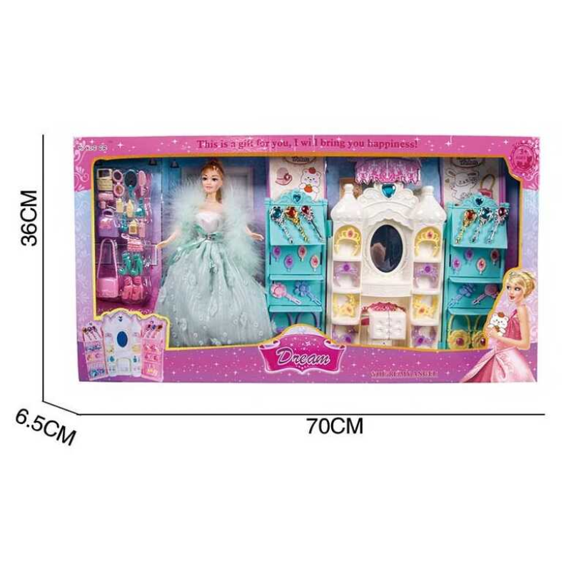 Лялька 8616 (24) “Гардеробна“, аксесуари, косметичний столик, у коробці