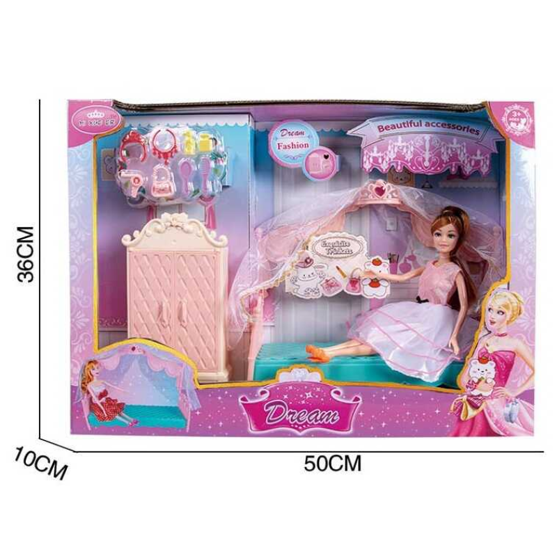 Лялька 8619 (18) “Спальня“, ліжко, шафа, аксесуари, у коробці