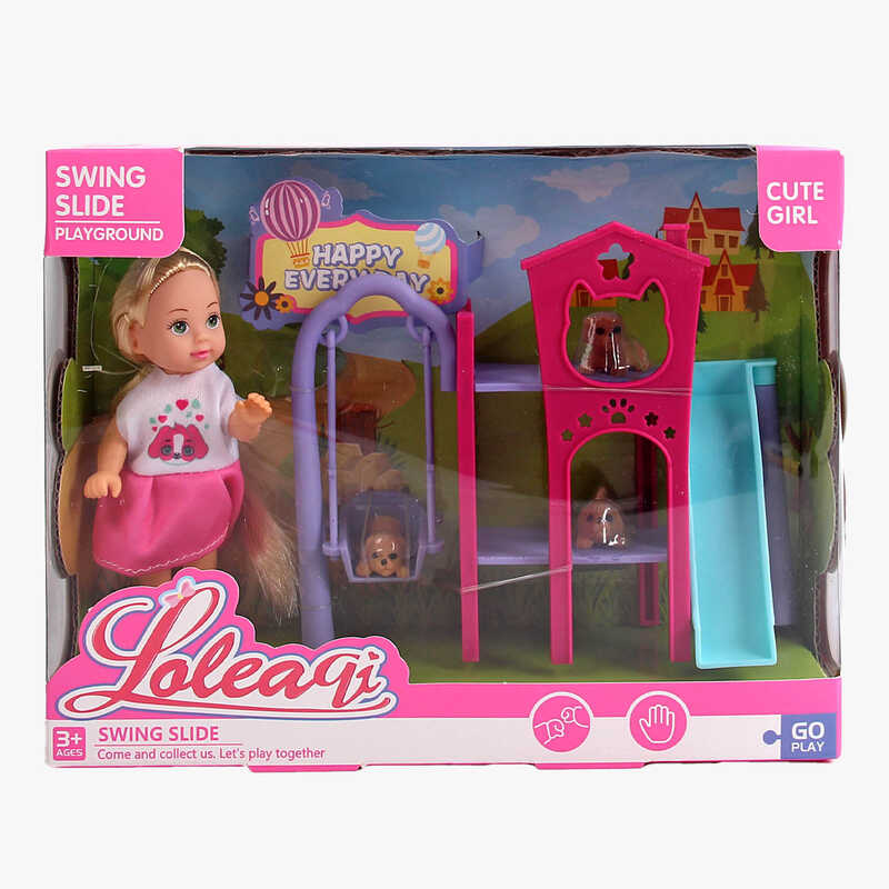 Лялька 89016 (72/2) висота 12 см, майданчик, цуценятка, в коробці