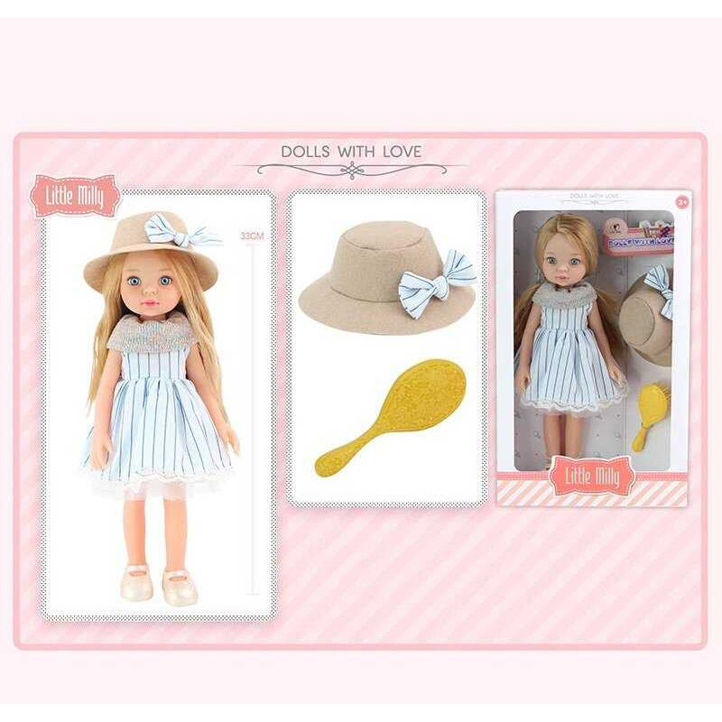 Лялька 91099 C (36) висота 33 см, капелюшок, щітка для волосся, в коробці