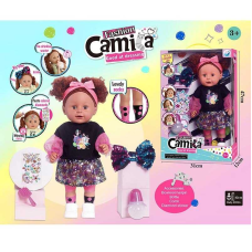 Лялька A 767 B (16/2) висота 42см, п’є, ходить на горщик, заплющує очі, пляшечка, стрази, щітка для волосся, заколка-бантик, в коробці
