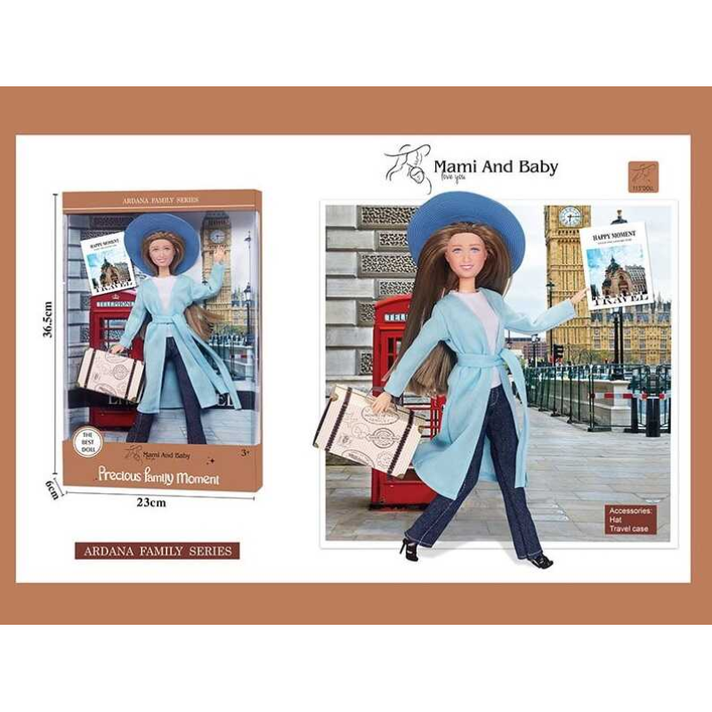 Лялька A 791-1 (48/2) висота 30 см, шарнірні суглоби, капелюх, взуття, в коробці