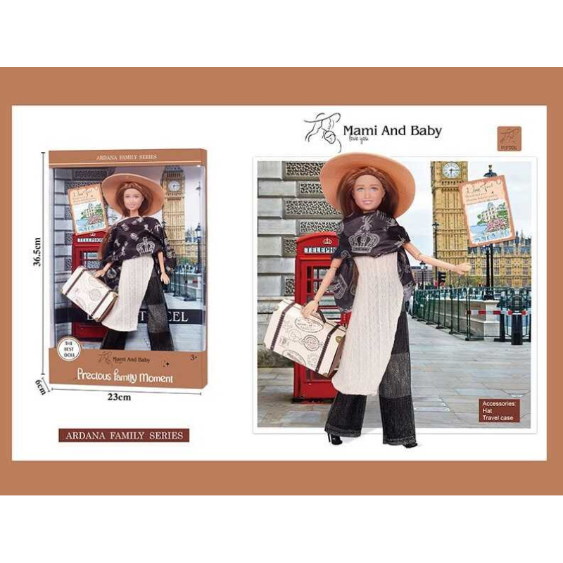 Лялька A 791-2 (48/2), висота 30 см, шарнірні суглоби, капелюх, взуття, в коробці